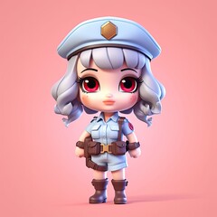 Wall Mural - Cute Soldier character illustration. Colorful kawaii style design. Generative AI