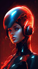 Wall Mural - Futuristic design of Vamp character illustration. Colorful modern style art. Generative AI