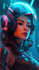 Wall Mural - Futuristic design of Pilot character illustration. Colorful modern style art. Generative AI