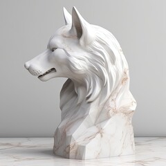 Portrait of Red fo animal in marble sculpture style. Ancient statue of animal. Generative AI