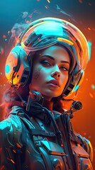 Wall Mural - Futuristic design of Pilot character illustration. Colorful modern style art. Generative AI