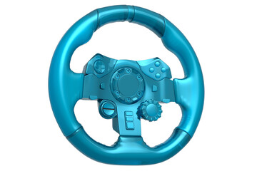 Poster - Realistic leather steering wheel in trendy style glassmorphism or frosted glass