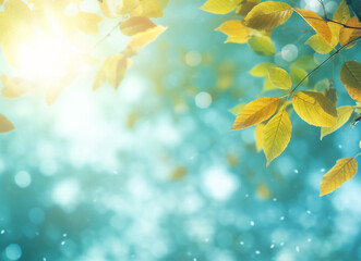Wall Mural - sunny fall background in autumn. copy space for greeting. generative ai.