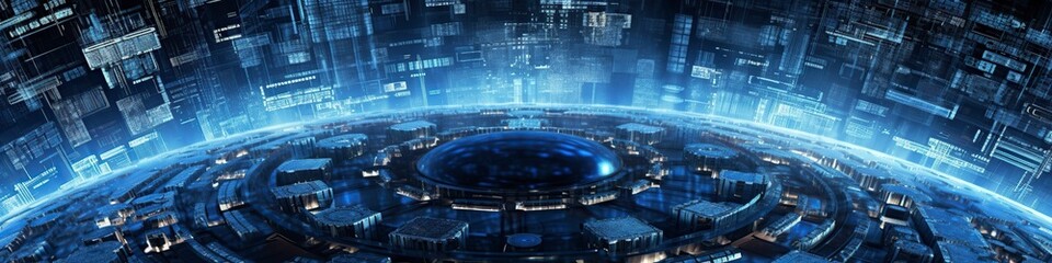 illustration, abstract technology background, website header, ai generative.