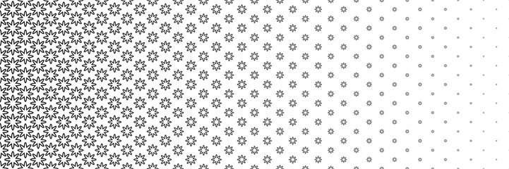 Poster - horizontal black halftone of beautiful flower design for pattern and background.