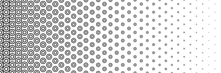 Aufkleber - horizontal halftone of black circle in circle design for pattern and background.