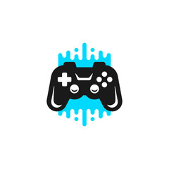 Poster - Video gaming virtual game esport digital entertainment technology black gamepad simple logo vector
