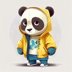 Wall Mural - panda in clothes Generative AI