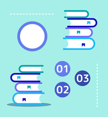 Poster - University education blue infographic chart design element set. Abstract vector symbols for infochart with blank copy spaces. Kit with shapes for instructional graphics. Visual data presentation