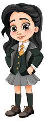 Sticker - Asian girl student in school uniform