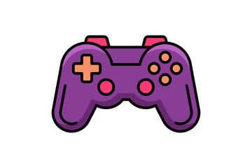 Wall Mural - Purple analog gamepad for virtual game playing video game joystick outline icon vector flat