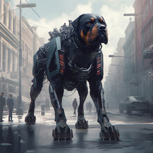 Robot Dog In The City 