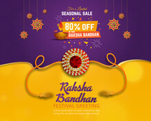 Happy Raksha Bandhan Sale Background Design. Beautiful Greeting Card Design