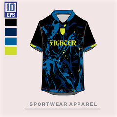 Fabric textile design for Sport t-shirt, Soccer jersey mockup for football club. uniform front view, pattern jersey.