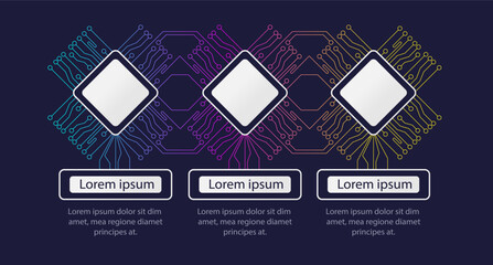 Computer hardware infographic chart design template. Abstract infochart with copy space. Instructional graphics with 3 step sequence. Visual data presentation. Myriad Pro-Regular font used