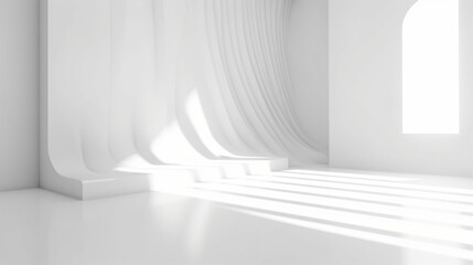 Poster - white background abstract with shadow and light. product display podium generative ai.
