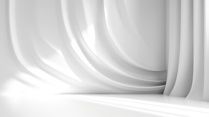 Poster - white background with shadow and light. product display podium generative ai.