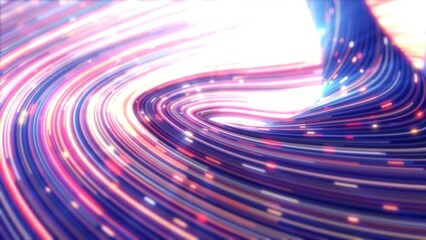 Poster - Energy abstract purple swirling curved swirl lines of glowing bright magical energy streaks and flying particles background