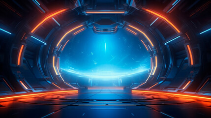 cybersport abstract background Scene for advertising, technology, showcase, banner, game, sport, cosmetic, business, metaverse. Sci-Fi . Generative AI