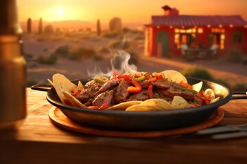 A sizzling plate of spicy fajitas