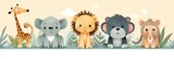 Fototapeta Pokój dzieciecy - Cute baby safari animals banner