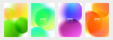 Blurred Bubbles. Set Of Abstract Backgrounds With Soft Color Gradient Round Shapes. Vector Illustration.
