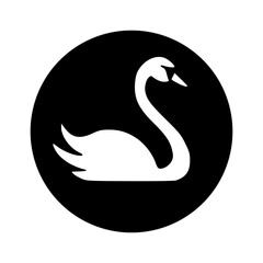 Wall Mural - Swan icon logo black outlines monochrome vector illustration