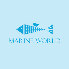 Wall Mural - Marine world vector logo design. Abstract geometric fish logotype. Creative logo template.