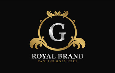 letter G royal brand luxurious circle frame initial vector logo design
