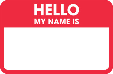 Poster - digital png illustration of red and white name tag with copy space on transparent background