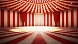 Fototapeta Londyn - A circus background with colors red and white with space to promote products and events. Generative ai.