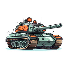 Playful Cartoon Tanks Sticker Illustrations In Minimalist Detailed Style