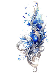 Wall Mural - sapphire and silver swashes, watercolor paint abstract border frame for design layout, isolated on a