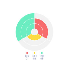 Poster - Radial infographic diagram design template with three rings. Market division. Editable circular infochart with different values. Visual data presentation. Myriad Pro-Bold, Regular fonts used