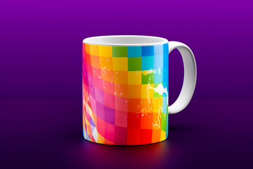 Poster - A pride-themed coffee mug adorned with rainbow colors and empowering LGBTQ+ quotes, spreading positivity and support.  Generative AI technology.