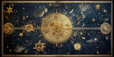 Wall Mural - ai generated. ai generative. vintage retro antoaue papper map of universe galaxy space astronomy. st