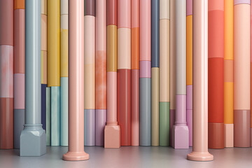 Aufkleber - A pastel-colored geometric-themed column wallpaper with intricate patterns and pastel gradients, transforming any wall into a work of art.  Generative AI technology.