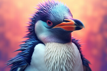 Aufkleber - A pastel-colored geometric-themed Penguin illustration with angular shapes and delicate pastel shades, capturing the wisdom and grace of this majestic bird. Generative AI technology.