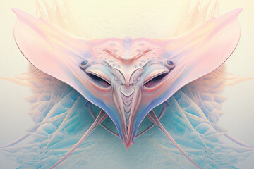 Aufkleber - A pastel-colored geometric-style Stingray artwork with intricate geometric shapes and soft pastel hues, showcasing the beauty of nature in a modern design.  Generative AI technology.