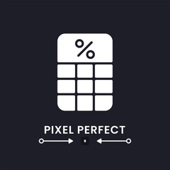 Poster - Percentage calculator white solid desktop icon. Tax rate. Loan interest. Investment return. Pixel perfect, outline 2px. Silhouette symbol for dark mode. Glyph pictogram. Vector isolated image