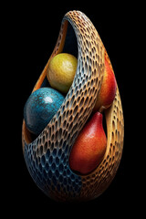 Aufkleber -  An abstract wood carving or sculpture that explores the natural curves and textures of fruits,  Generative AI technology.