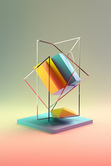 Leinwandbilder - A minimalist geometric sculpture composed of intersecting lines and planes, creating negative space and inviting the viewer to contemplate its form and structure. Generative AI technology.