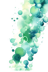 Wall Mural - emerald and sky blue bubbles, watercolor paint abstract border frame for design layout, isolated on a transparent background, generative ai