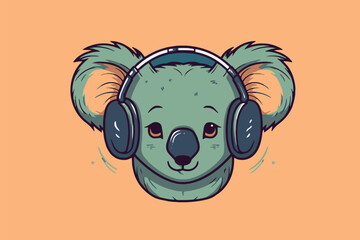 Canvas Print - Cute koala in headphones. Vector illustration in cartoon style.