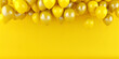 Yellow balloons on the top of yellow banner, the concept of a holiday, party, sales, opening ceremonies