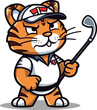 Golf tiger mascot vector illustration