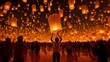Traditional Yi Peng lantern Festival in Thailand
