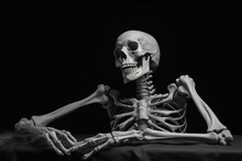 Halloween Dead Skeleton With Black Background