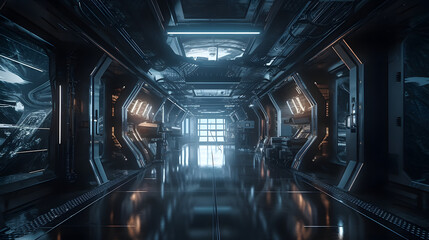 futuristic space station room. generative ai