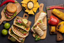 Mexican Food Featuring Tacos, Burritos, Nachos, Burgers